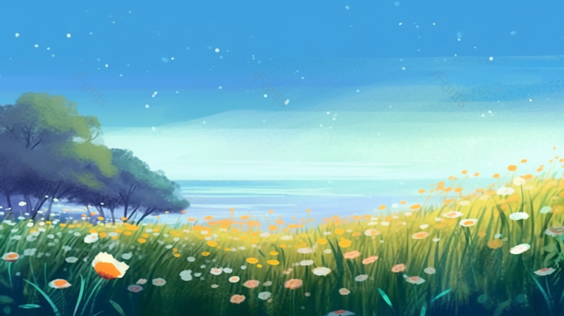 唯美梦幻清新绿色自然风景插画手绘背景,插画/手绘图,插画/手绘图库,插画/手绘图下载,插画/手绘